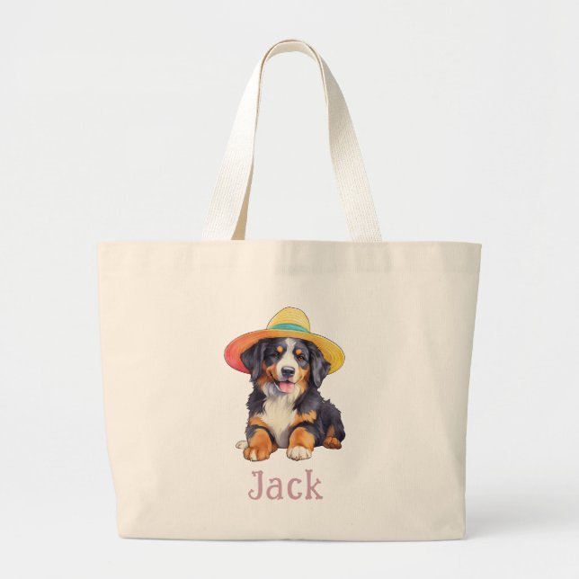 Grand Tote Bag Dans Mon Berner Mama Era Personnalisé Bernese Chie (Devant)