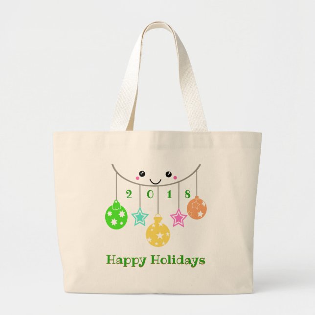 Grand Tote Bag Dated Happy Face Ornamy (Devant)