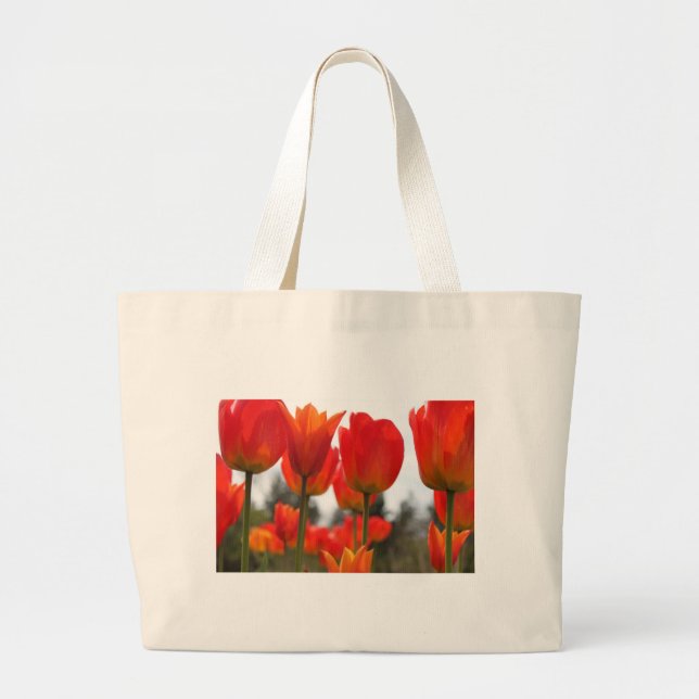 Grand Tote Bag De Belles Fleurs De Tulipes Rouges. (Devant)