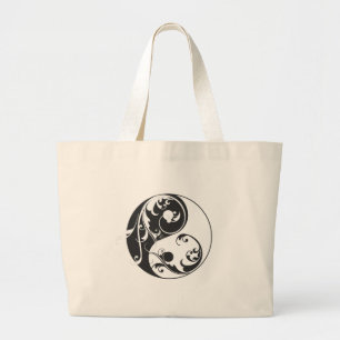 Grand Tote Bag Défilement Yin & Yang (noir)