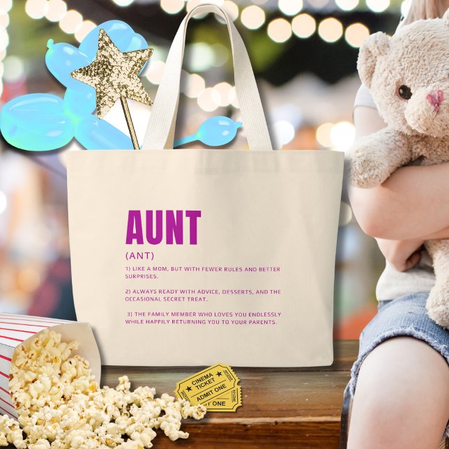 Grand Tote Bag Définition de Tante Drôle (Créateur téléchargé)