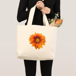 Grand Tote Bag Dégradé de fleurs orange jaune vif découpé