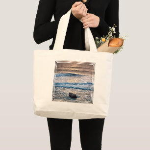 Grand Tote Bag Délicat coucher de soleil sur la plage