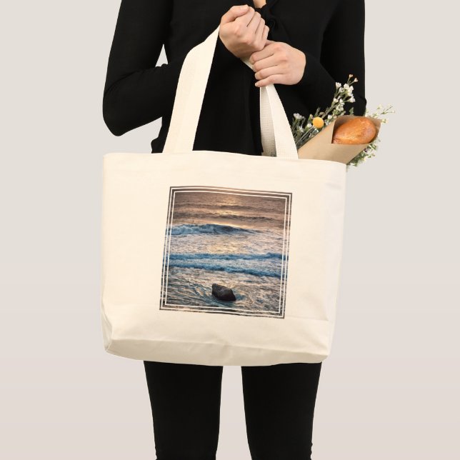 Grand Tote Bag Délicat coucher de soleil sur la plage (Devant (produit))