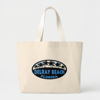 Grand Tote Bag Delray Beach Florida bleu palmiers noirs