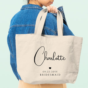 Grand Tote Bag Demoiselle d'honneur Mariage Étiquette Simple Mode
