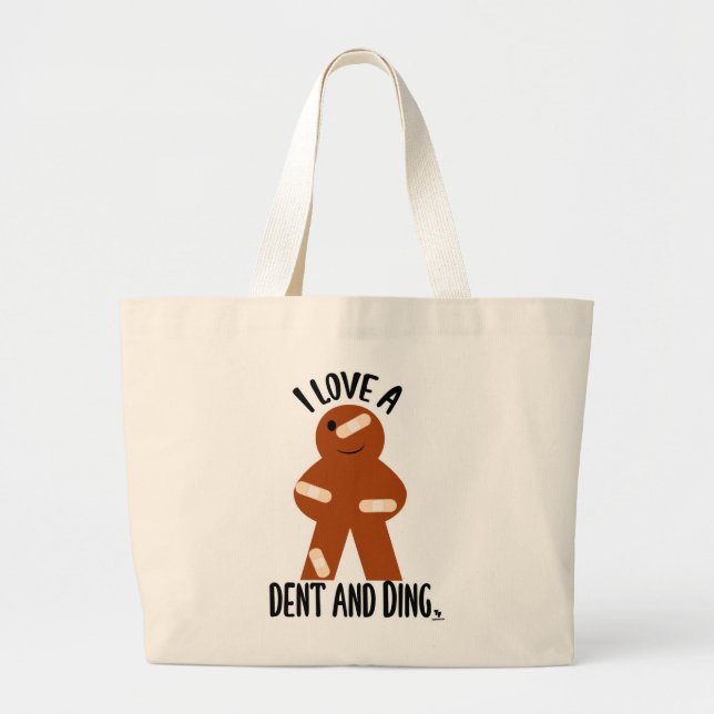 Grand Tote Bag Dent and Ding Sale Board Jeu Meeple Art (Devant)