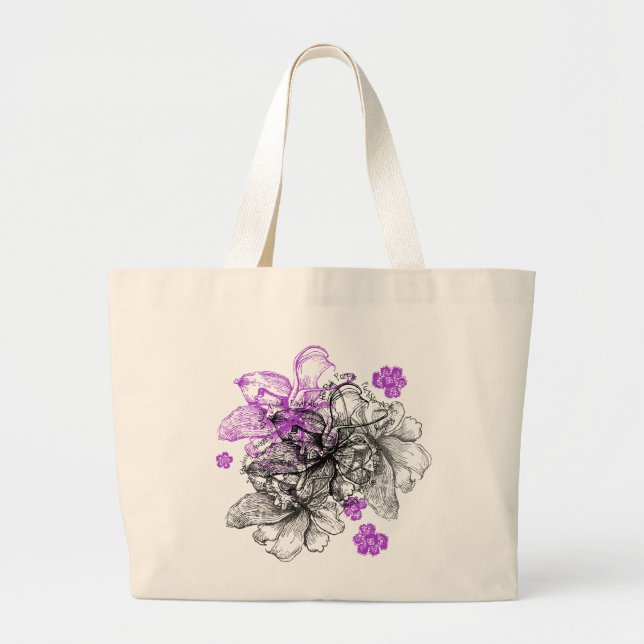 Grand Tote Bag Dentelle de Wahin Orchidée hawaïenne (Devant)