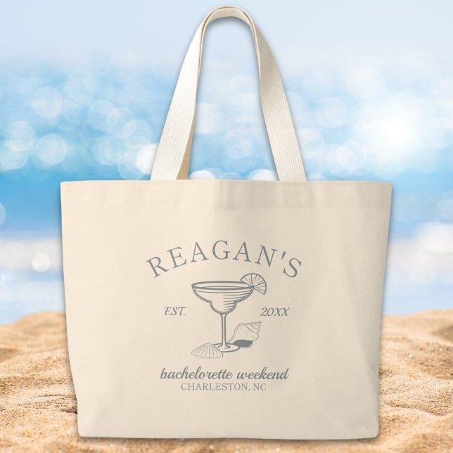 Grand Tote Bag "Dernier toast on the Coast" Beach Bachelorette Pa ("last toast on the coast" bachelorette party girls weekend personalized tote beach bag party favor)