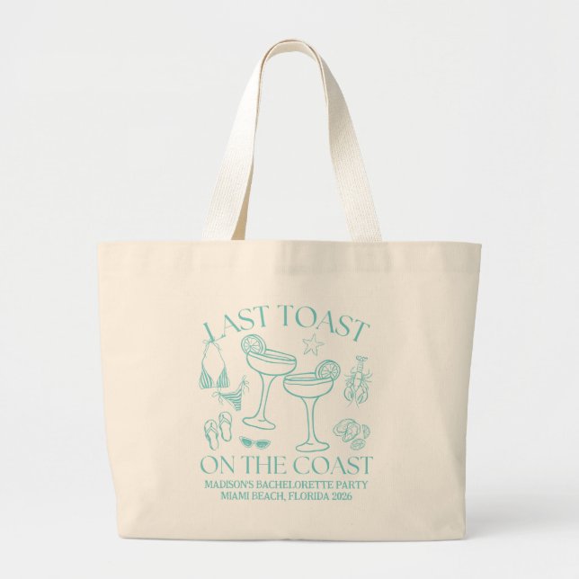 Grand Tote Bag Dernière Toast Fantaisiste sur la Côte Turquoise (Devant)