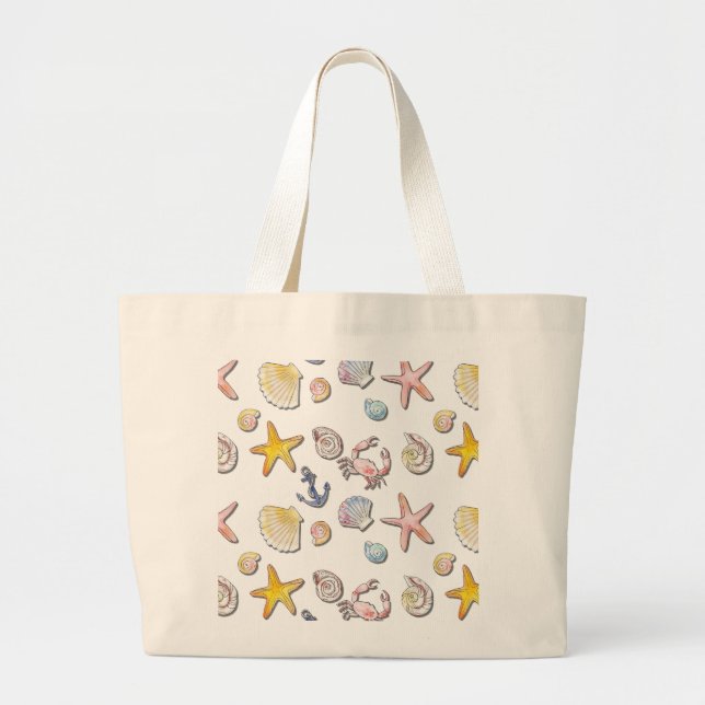 Grand Tote Bag Design de plage simple et agréable (Devant)
