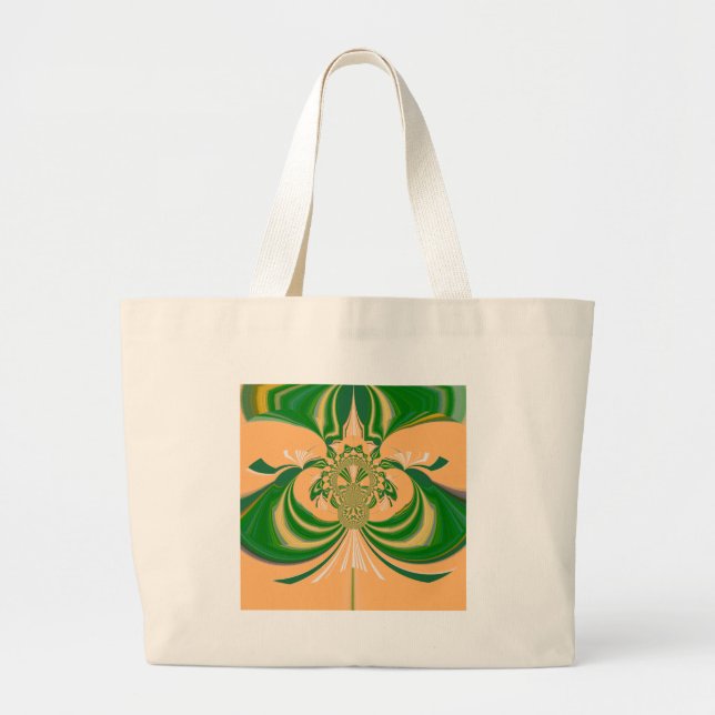 Grand Tote Bag Design vert jaune. (Devant)