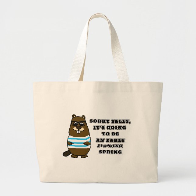 Grand Tote Bag Désolé Sally, début #*@%printemps (Devant)