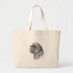 Grand Tote Bag Dessin classique de profil de chien de griffon de