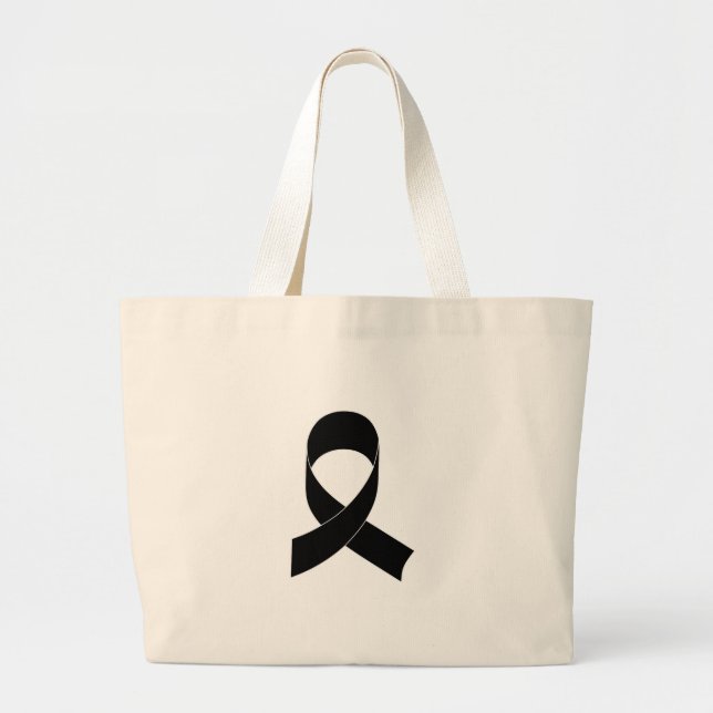 Grand Tote Bag Dessin de ruban noir (Devant)