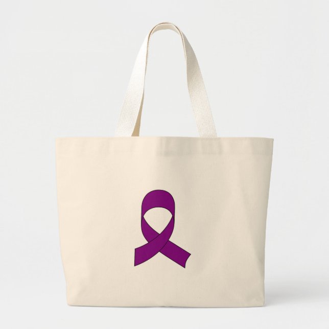 Grand Tote Bag Dessin de ruban violet (Devant)