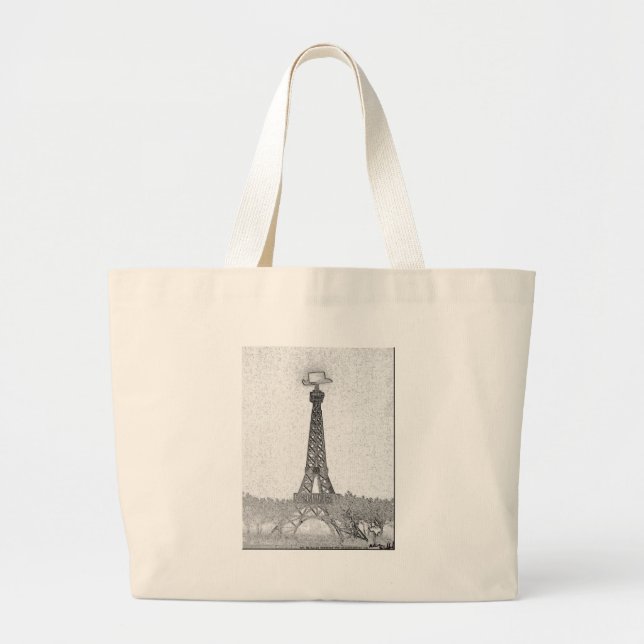 Grand Tote Bag Dessin de Tour Eiffel de Paris, le Texas (Devant)