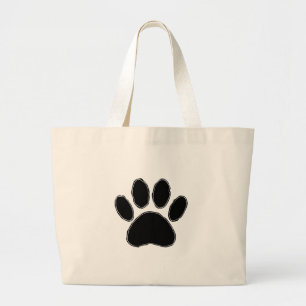 Grand Tote Bag Dessin Paw Chien En Noir