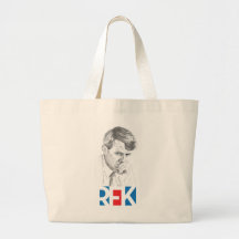 Dessin RFK avec du texte RFK en rouge et bleu