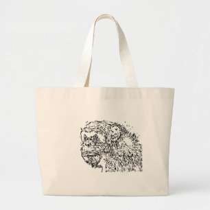 Grand Tote Bag Dessin sur le chimpanzé