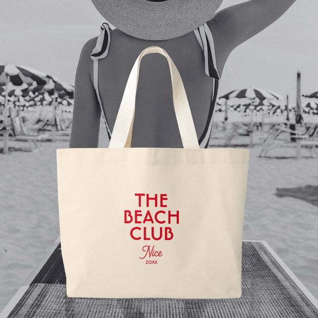 Grand Tote Bag Destination Plage Club Français Red Custom (Créateur téléchargé)