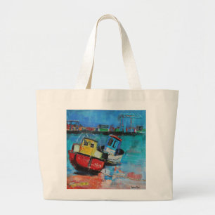 Grand Tote Bag Deux bateaux de pêche gais 2012