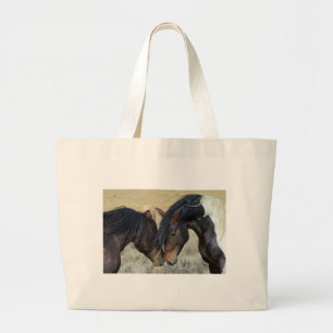 Grand Tote Bag Deux Chevaux Brown Sauvages Étonnants