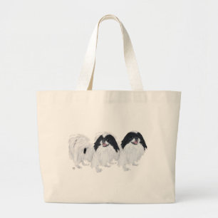 Grand Tote Bag Deux chiens japonais Chin