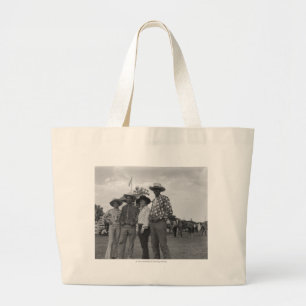 Grand Tote Bag Deux hommes et deux femmes à un rodéo
