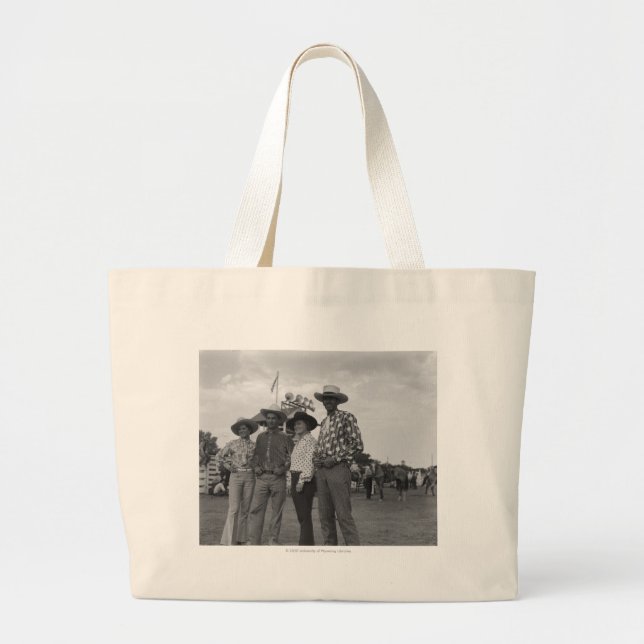 Grand Tote Bag Deux hommes et deux femmes à un rodéo (Devant)