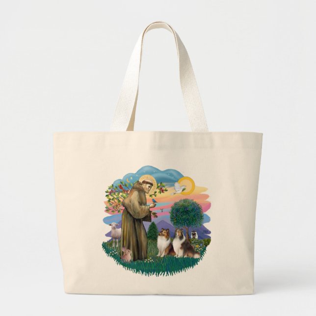 Grand Tote Bag Deux Shelties - St. François (ff) (Devant)