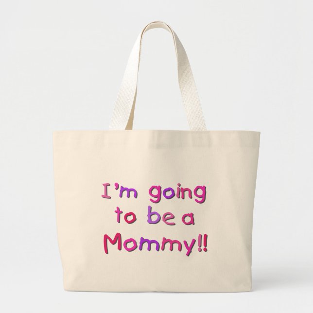 Grand Tote Bag Devenir maman - rose et violet (Devant)