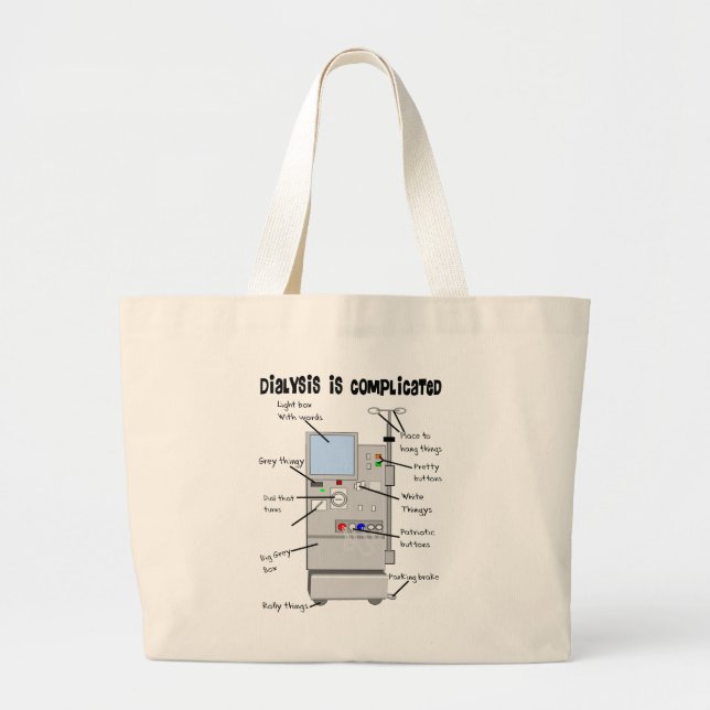 Grand Tote Bag Dialyse Infirmière/Tech Dons Amusants (Devant)