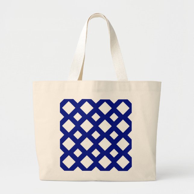 Grand Tote Bag Diamants blancs sur marine (Devant)