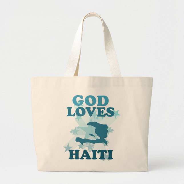 Grand Tote Bag Dieu aime le Haïti (Devant)
