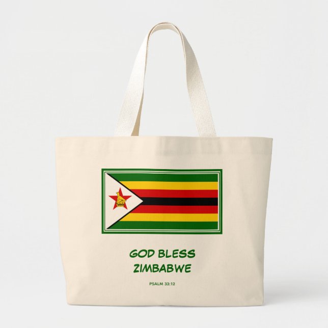 Grand Tote Bag DIEU BÉNÉFICIE DU Drapeau ZIMBABWE (Devant)