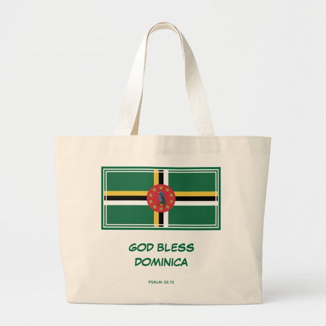 Grand Tote Bag DIEU BÉNISSE DOMINICA | Patriotique | Drapeau domi (Devant)
