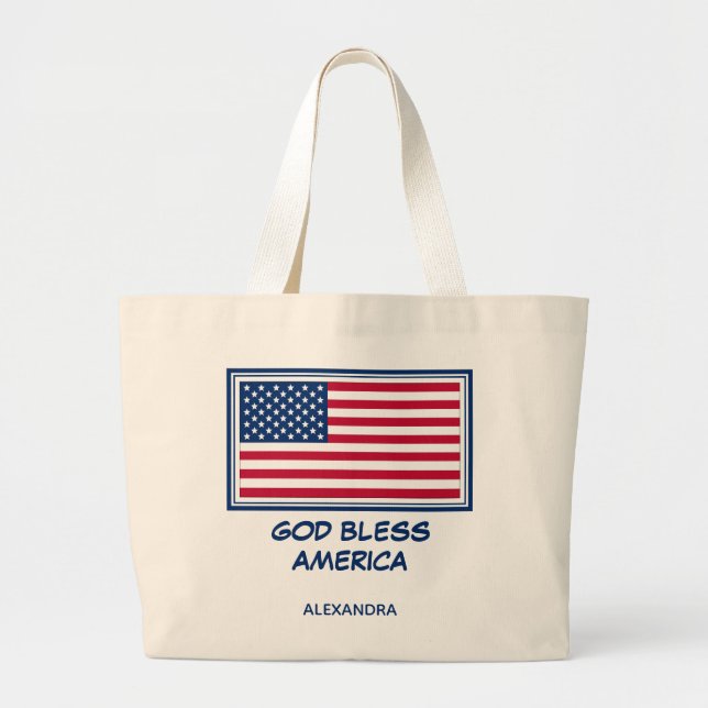 Grand Tote Bag DIEU BÉNISSE L'AMÉRIQUE | Patriotique USA American (Devant)