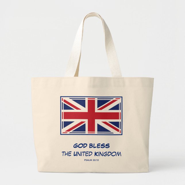 Grand Tote Bag DIEU BÉNISSE LE Drapeau Patriotique DU ROYAUME-UNI (Devant)