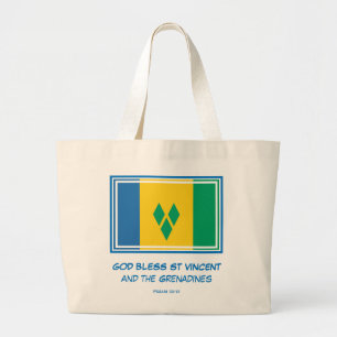 Grand Tote Bag DIEU BÉNISSE ST VINCENT GRENADINES Drapeau patriot