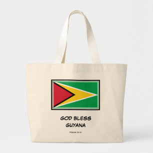 Grand Tote Bag DIEU BLESS GUYANA Patriotique Drapeau guyanais