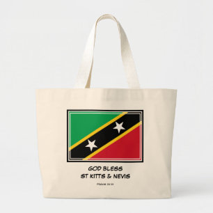 Grand Tote Bag DIEU BLESS ST KITTS & NEVIS Drapeau Patriotique