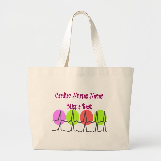 Grand Tote Bag D'infirmières Mlle cardiaque JAMAIS un battement ! (Devant)