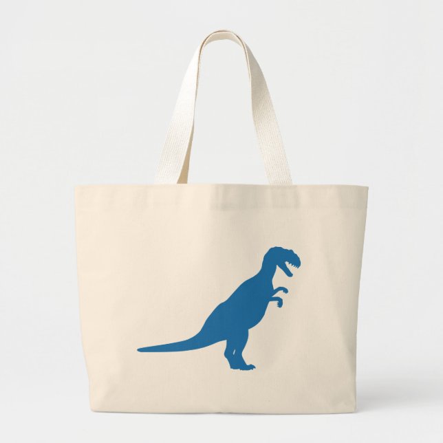Grand Tote Bag Dinosaure bleu (Devant)