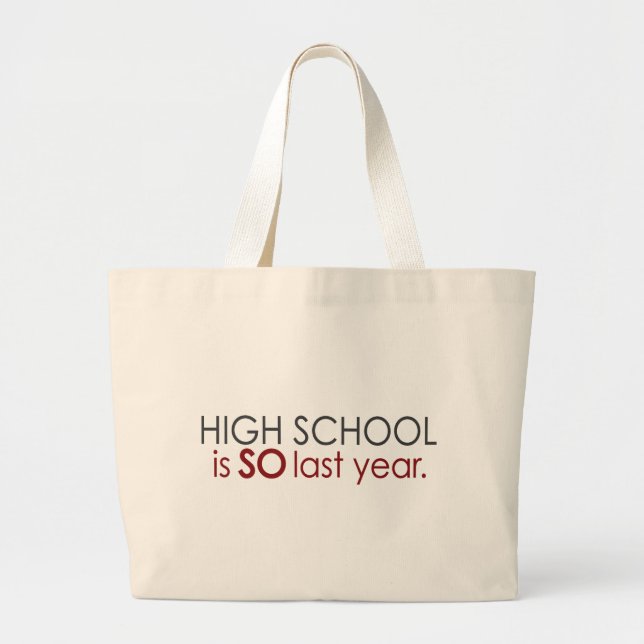 Grand Tote Bag Diplômé drôle de lycée (Devant)