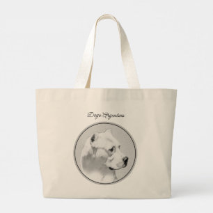 Grand Tote Bag Dogo Argentino Peinture Mastiff Original Chien Art