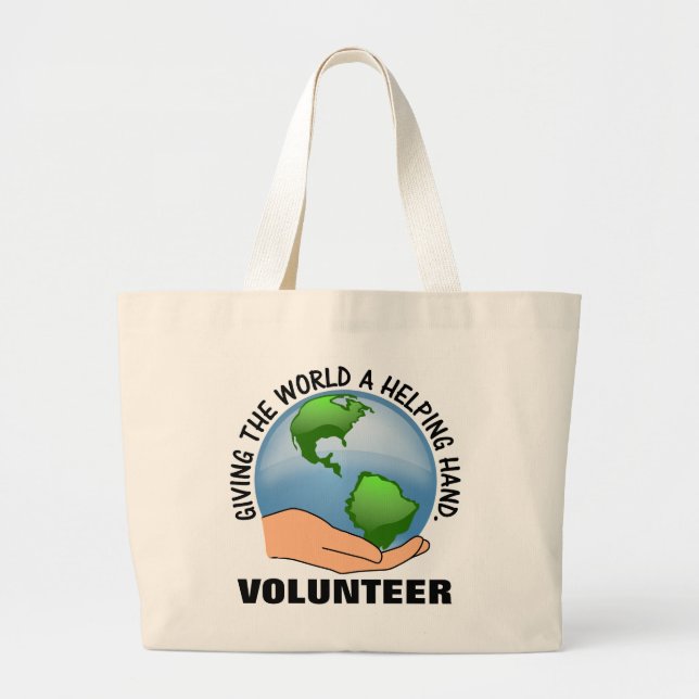 Grand Tote Bag Donnez au monde un coup de main et un volontaire (Devant)