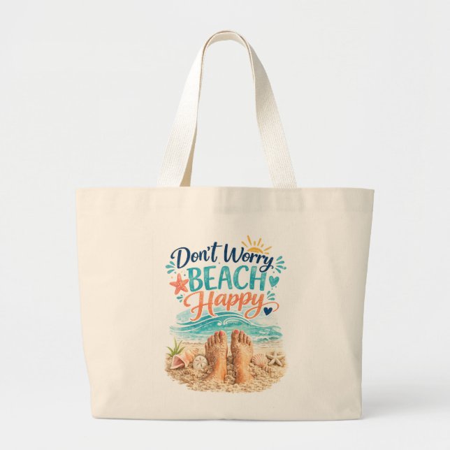 Grand Tote Bag Don't Worry Beach Happy (Devant)