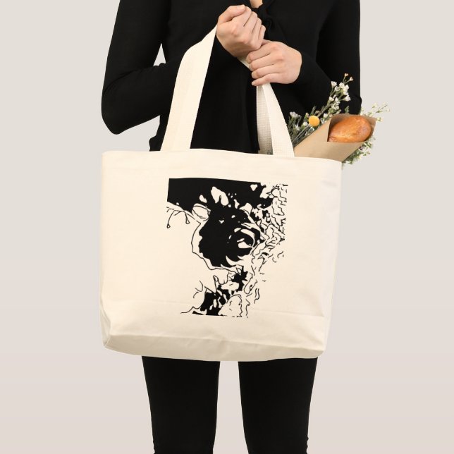Grand Tote Bag Doodle de fleurs (Devant (produit))