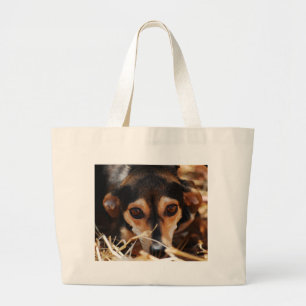 Grand Tote Bag Doux chien pondre dans le foin